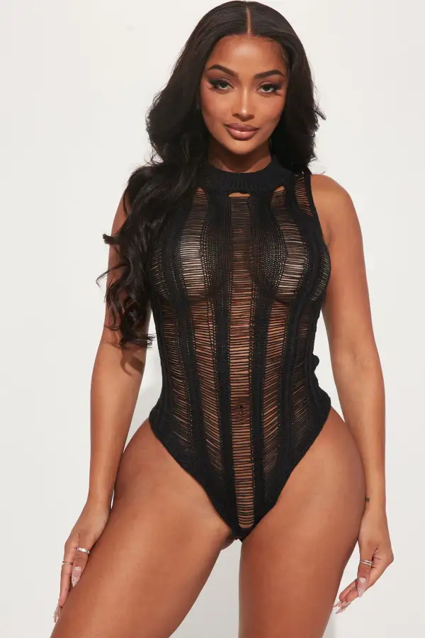 Keeping Strings Attached Bodysuit - Black