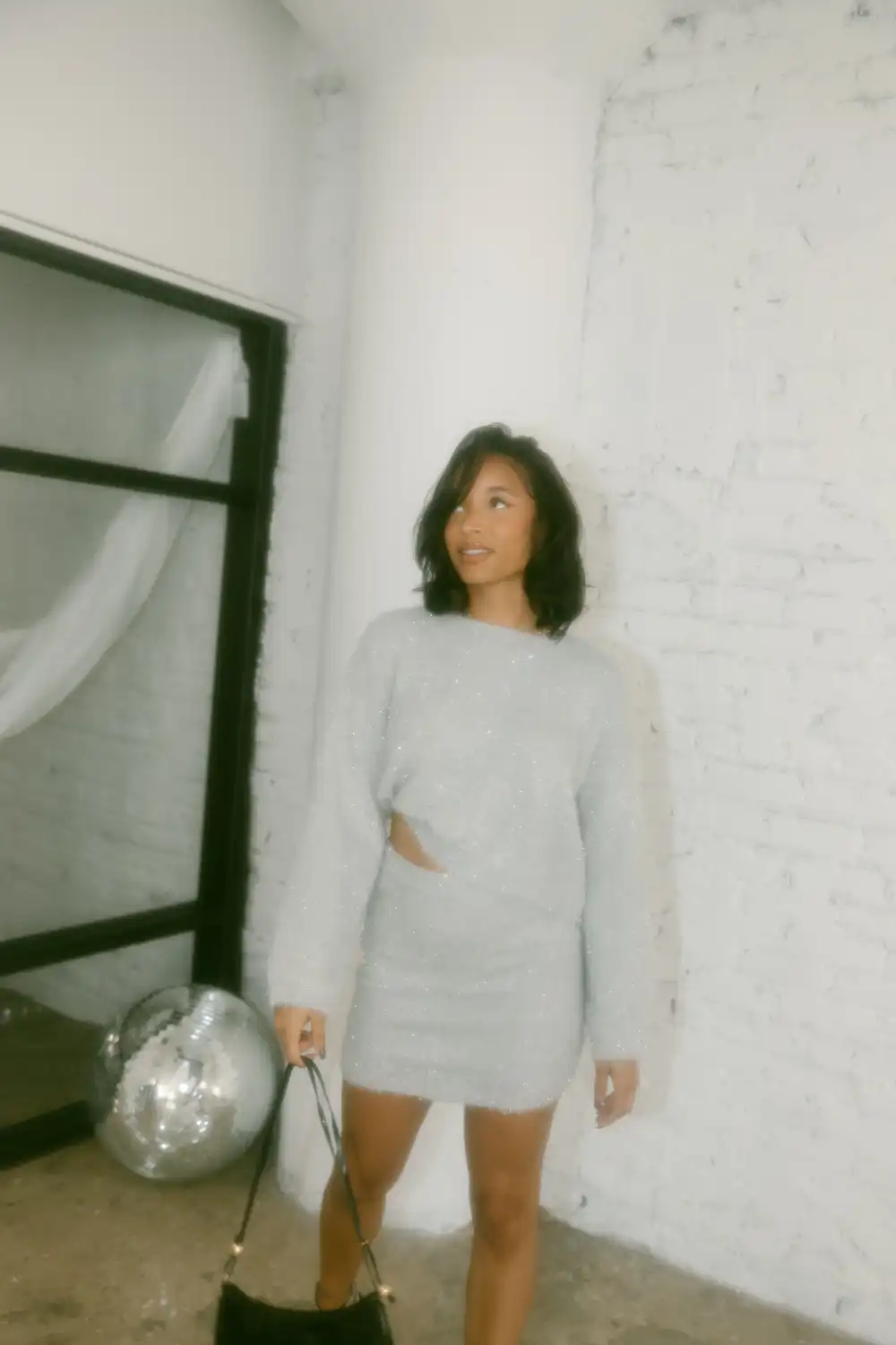 Metallic Fuzzy Sweater