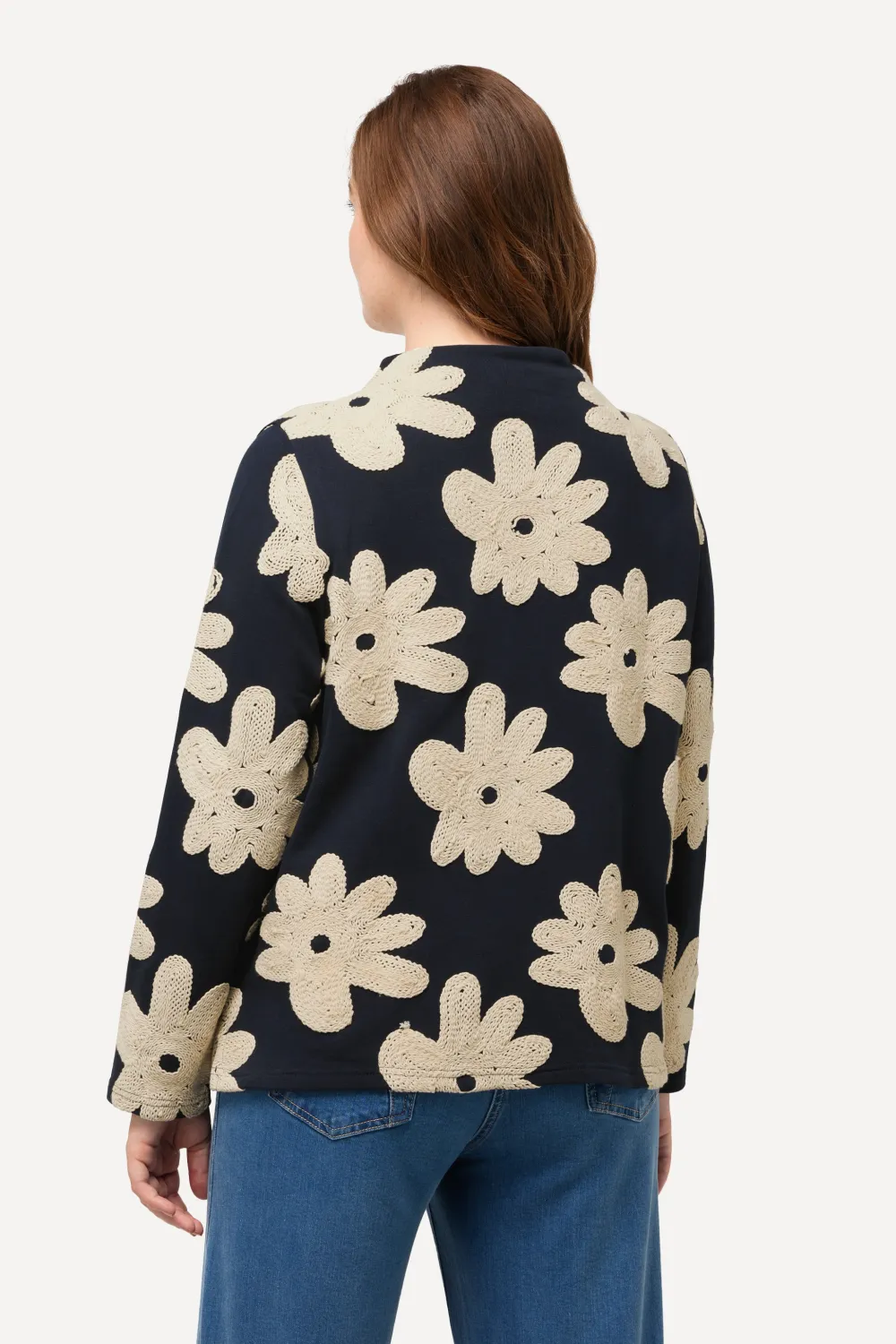 Eco Cotton Floral Embroidered Long Sleeve Sweatshirt