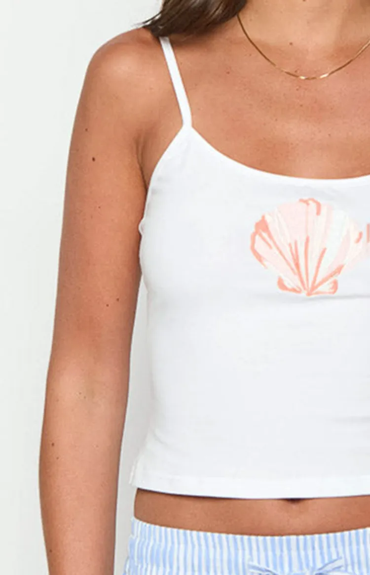 White Shell Print Camisole Top