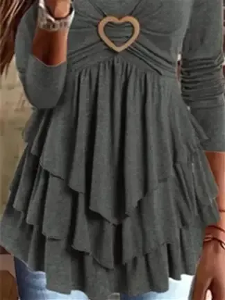 Plain Regular Fit Crew Neck Casual Top