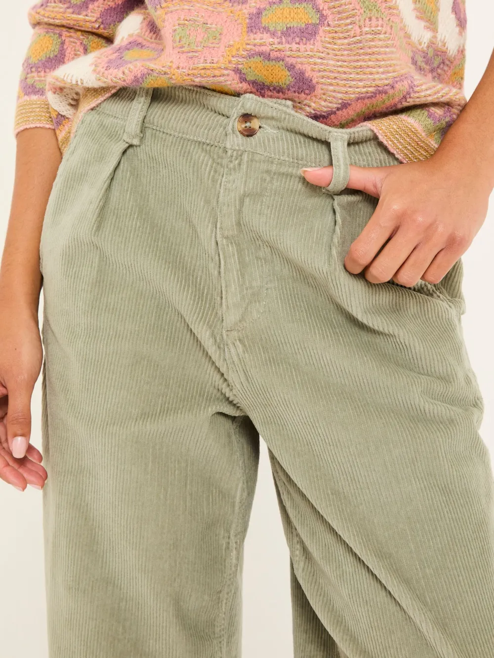 Cinnamon Light Green Cord Trousers