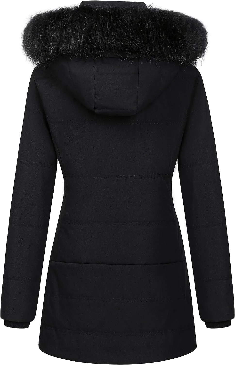 Women's Warm Winter Coat Velvet Puffer Jacket Quilted Faux Fur Hood