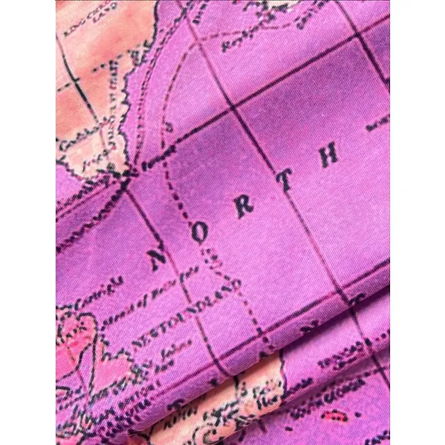 Women's T shirt Tee Blouse Graphic World Map Multi Color pea green Blue Purple Print Short Sleeve Street Daily Basic Modern V Neck Regular Fit T-shirt Sleeve Summer