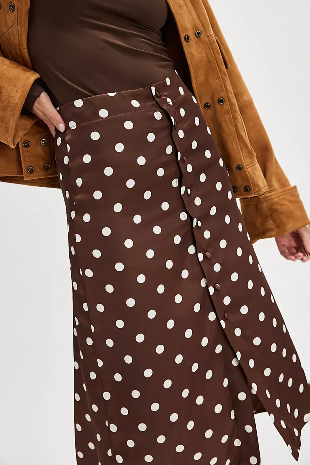 Polka Dot Print Midi Skirt