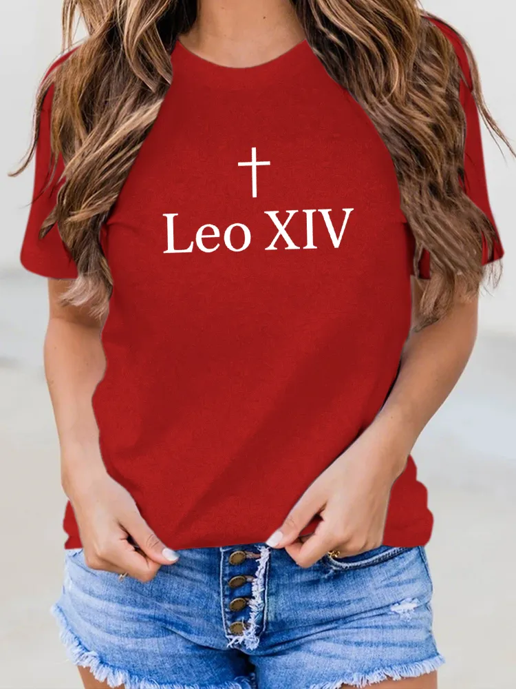Women'S Pope Leo Xiv Round-Neck Short-Sleeved T-Shirt