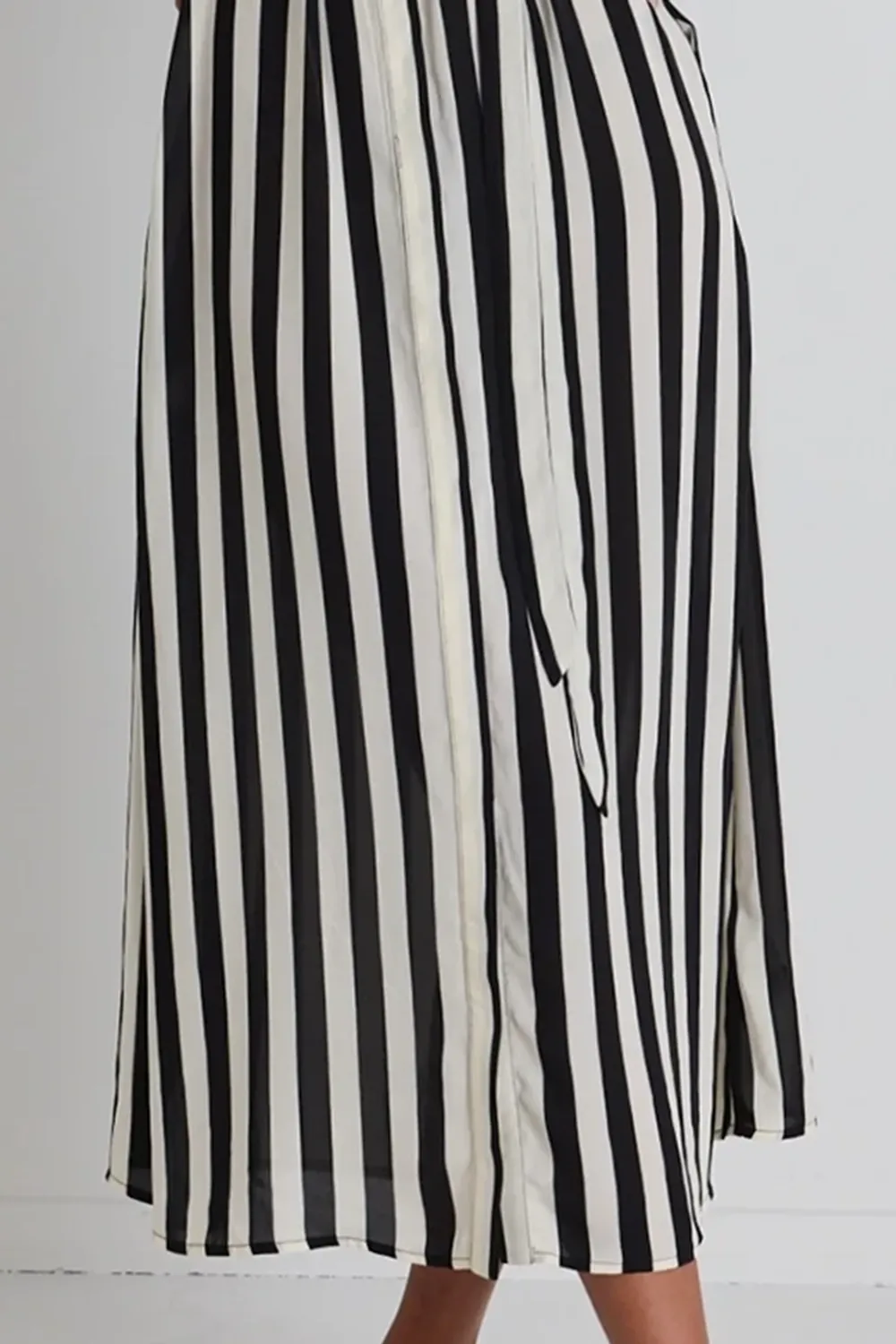 Black And White Stripe Shirt Midi Dress