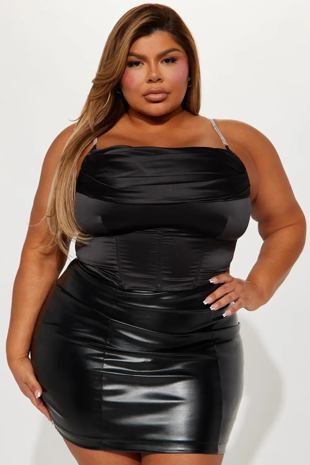 Glamorous Date Nights Satin Corset Top - Black