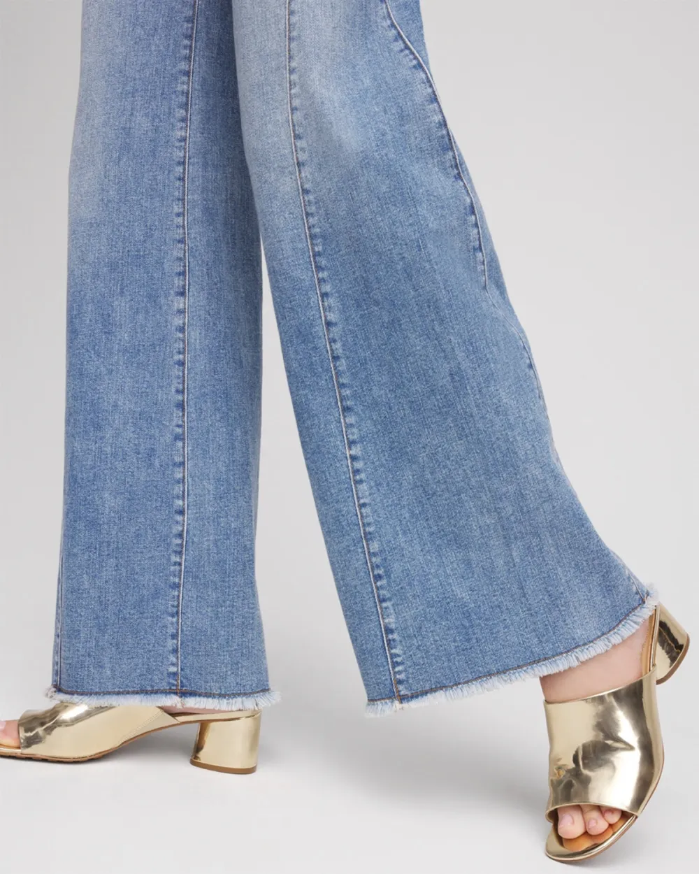 High-Rise Wide-Leg Frayed Jeans