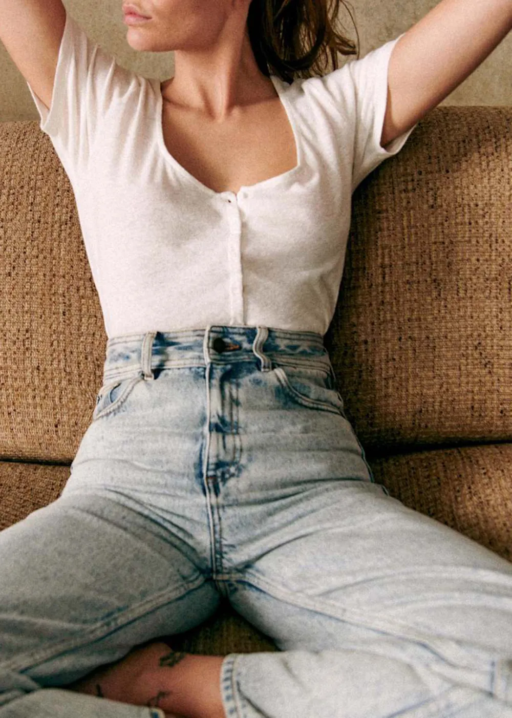 Solid Color Round Neck Cotton And Linen T-Shirt Short Sleeves