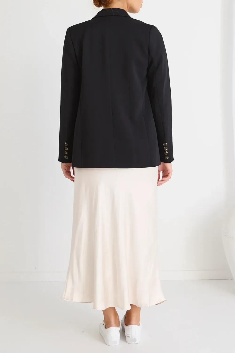 Crepe Black Boyfriend Semi Fitted Blazer