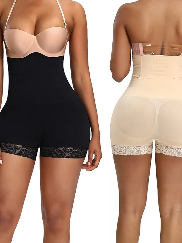 Women's Shapewear Casual / Sporty Shorts Scrunch Butt Shorts Anti Chafing Shorts Short Pants Weekend Yoga Stretchy Solid Colored Tummy Control Butt Lift High Waist Skinny Black Beige M XL 3XL