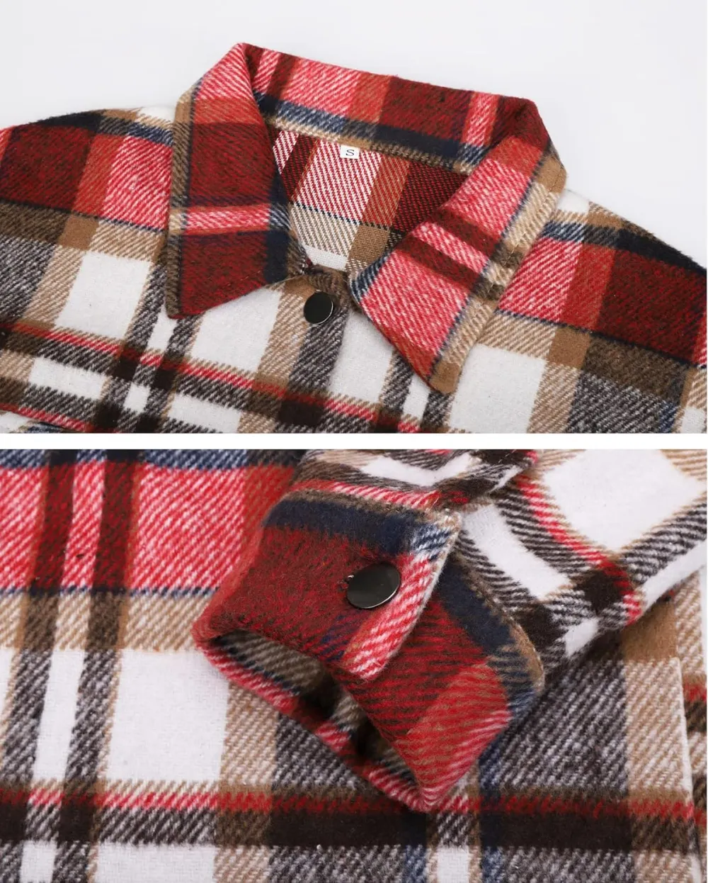 Women's Flannel Plaid Shacket Long Sleeve Button Down Chest Pocketed Shirts Jacket Coats