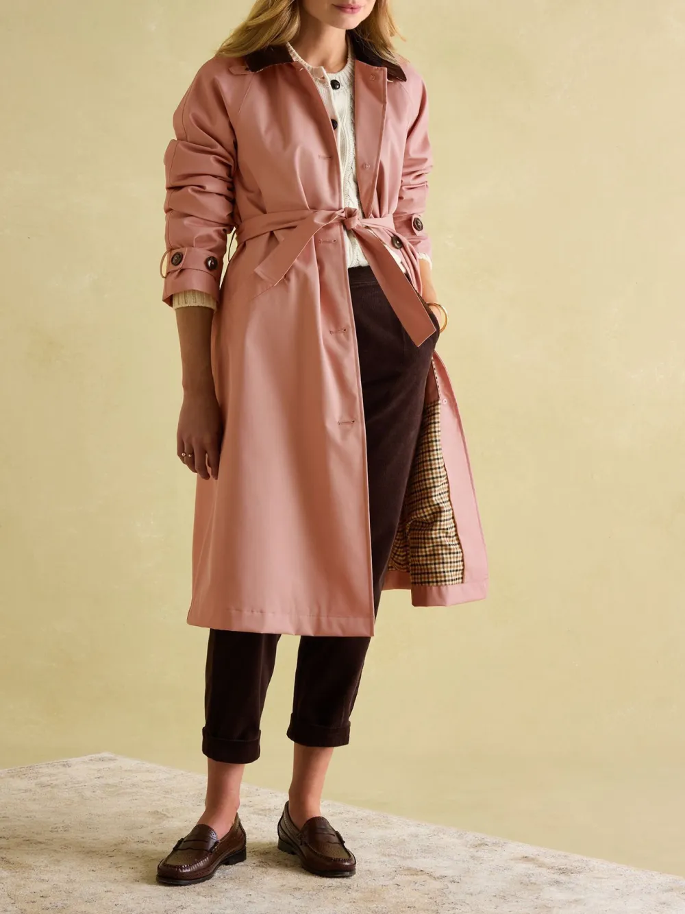 Pink Waterproof Belted Trench Coat