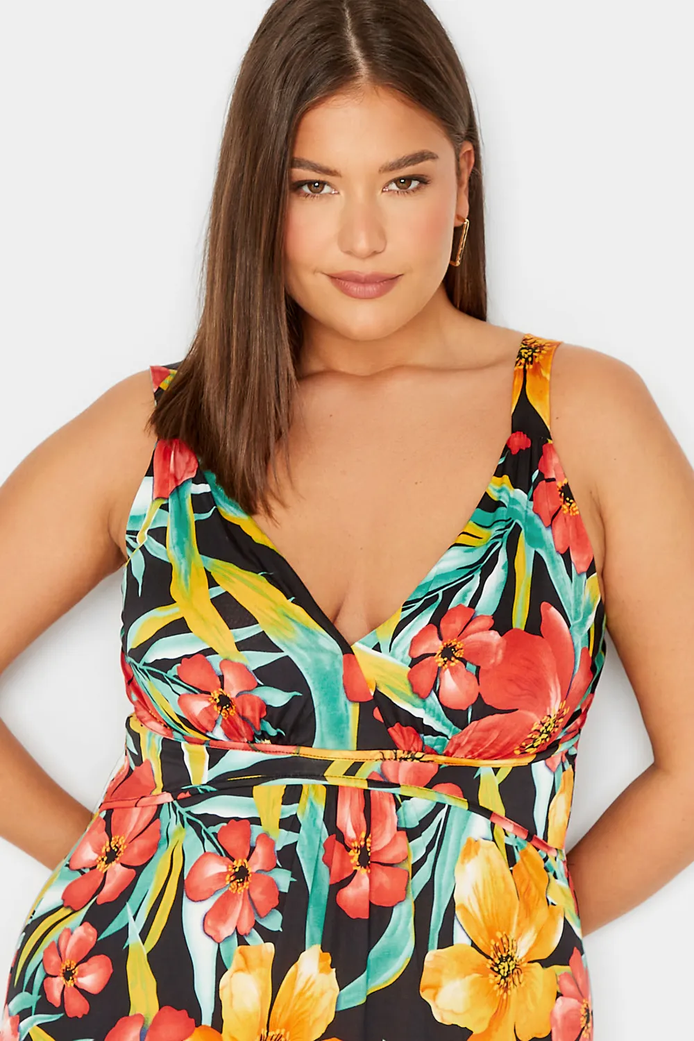 LTS Tall Black Floral Print V-Neck Sleeveless Maxi Dress