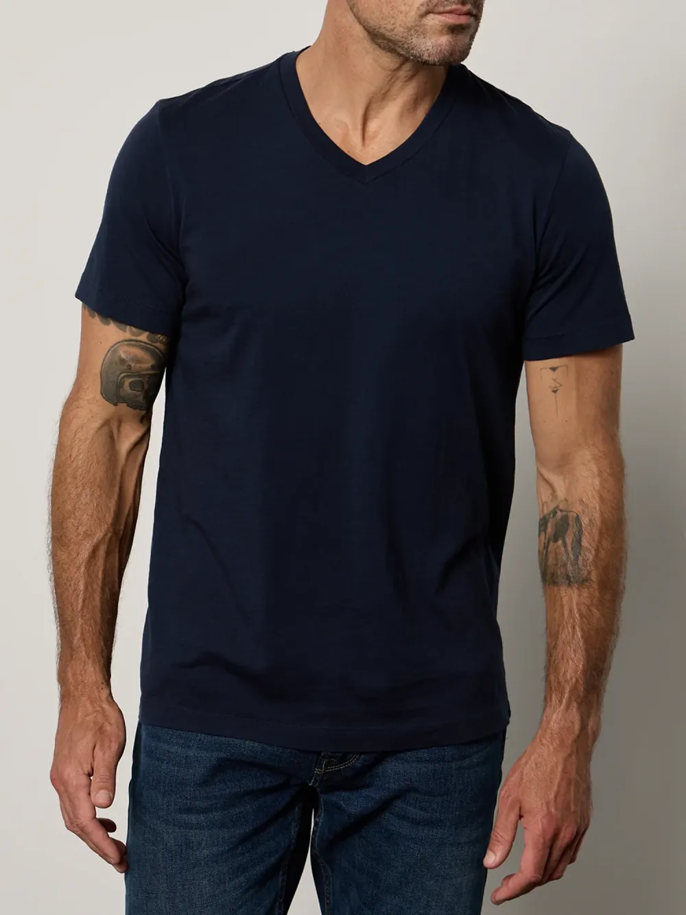 Men's Fashion Cotton V-Neck Solid Short Sleeve T-Shirt