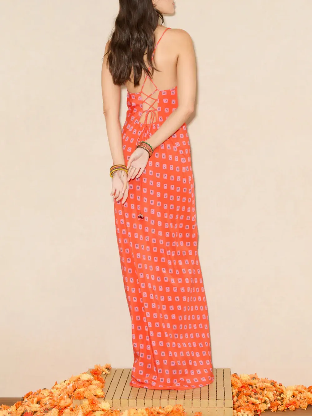 Casual Style Silk Bias Maxi Slip Coral