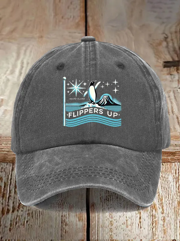 Penguins Flippers Up Print Baseball Cap