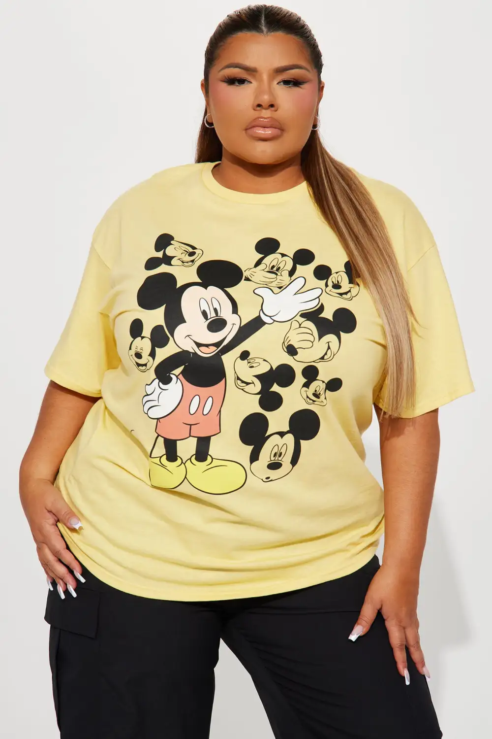 Mickey Mouse Faces Graphic Tshirt - Yellow