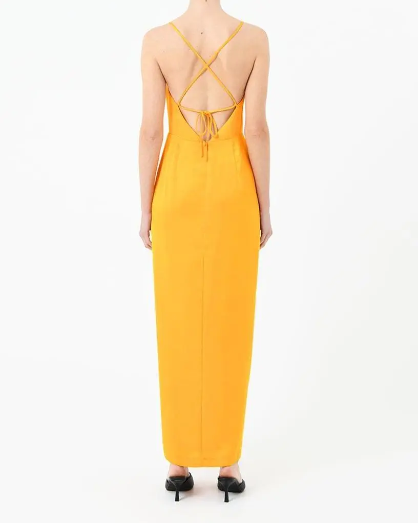 Backless Maxi Dress -Golden Yellow