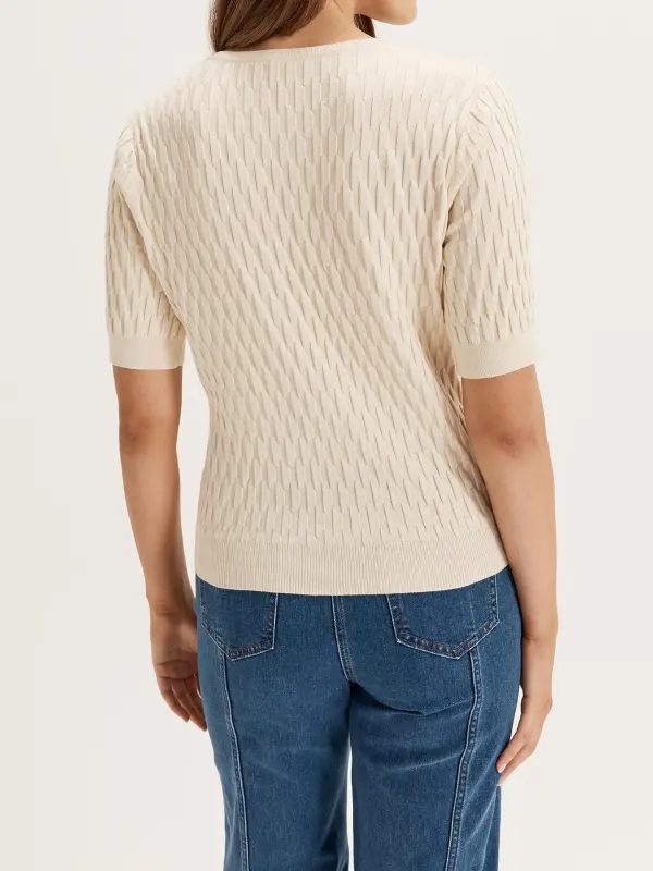 Short Sleeve Knit Top in Cream