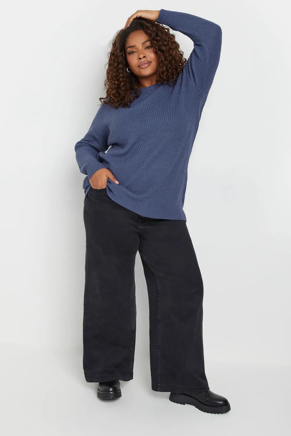 YOURS Curve Black & White Essential Knitted Jumper