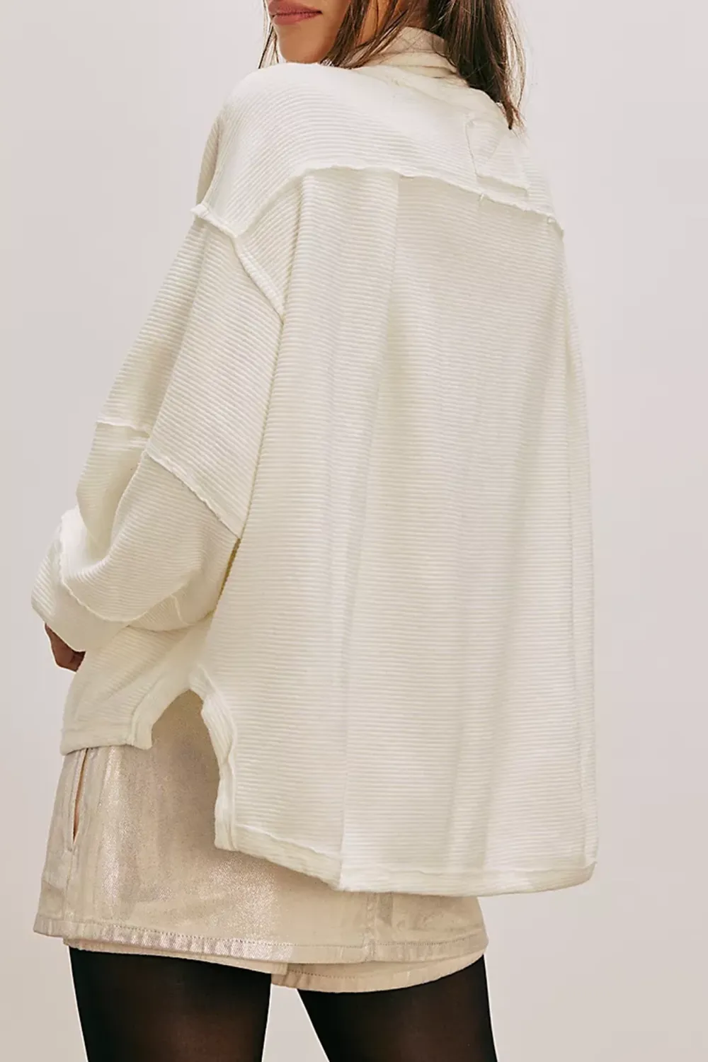 Ribbed Crew Neck Sweatshirt