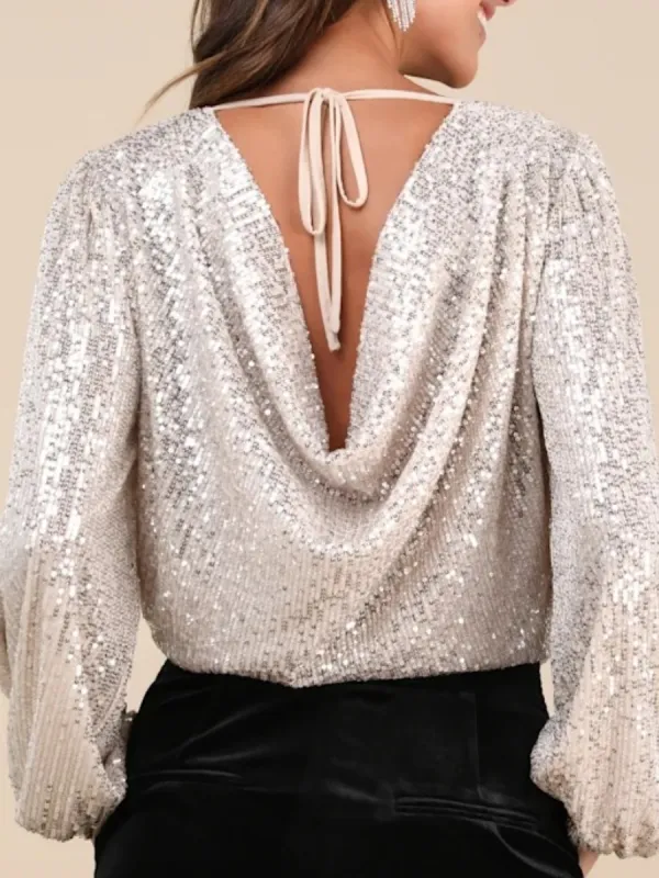 Surplice Sequin Bodysuit