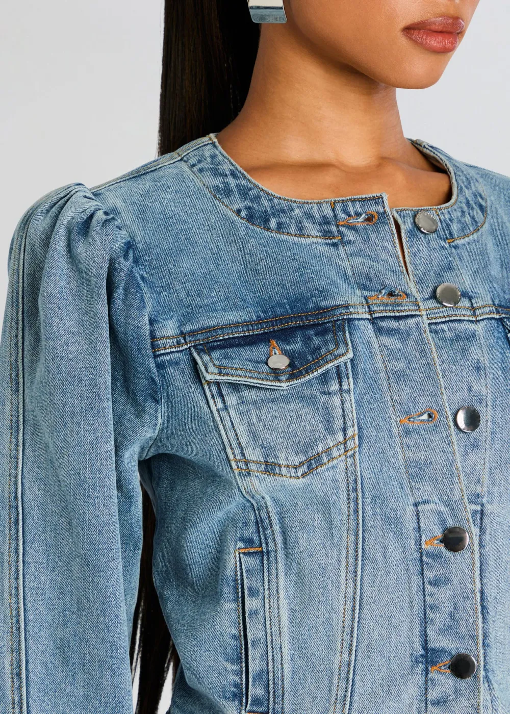 Bubble Sleeve Denim Jacket