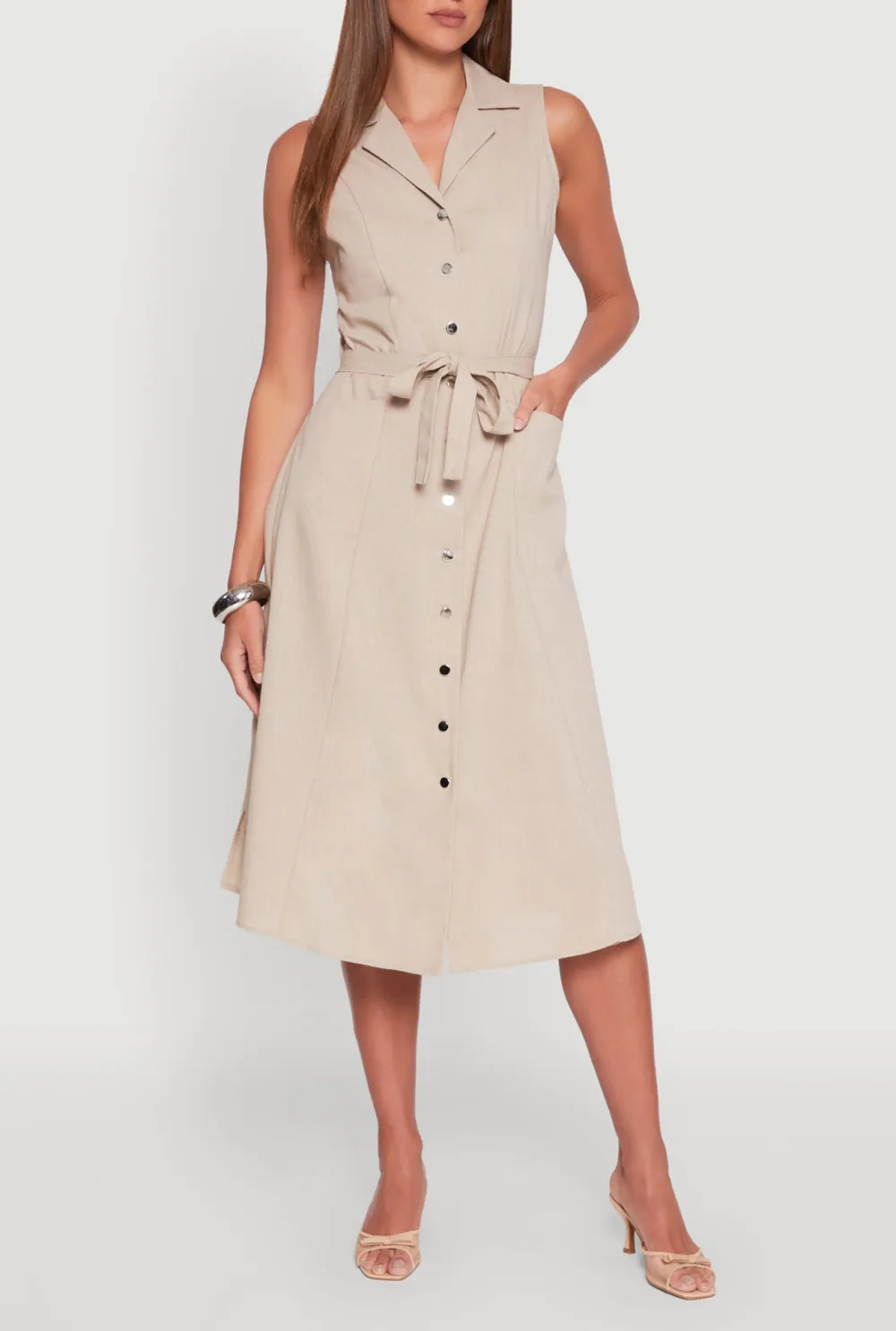 Sleeveless Flip Collar Dress