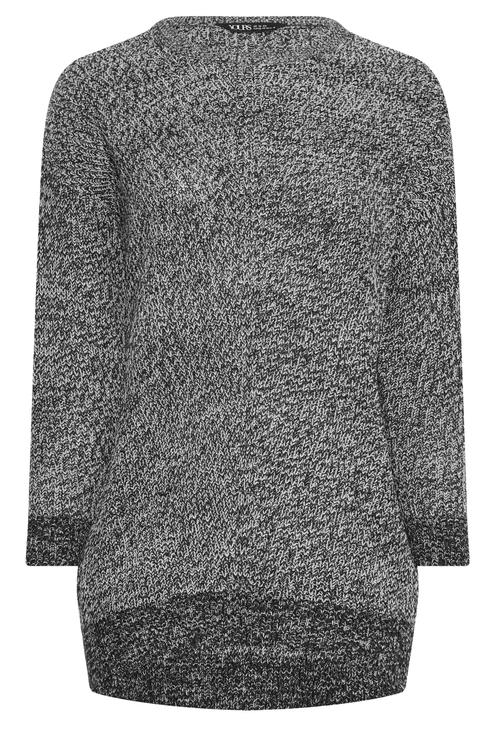 YOURS Curve Black & White Essential Knitted Jumper