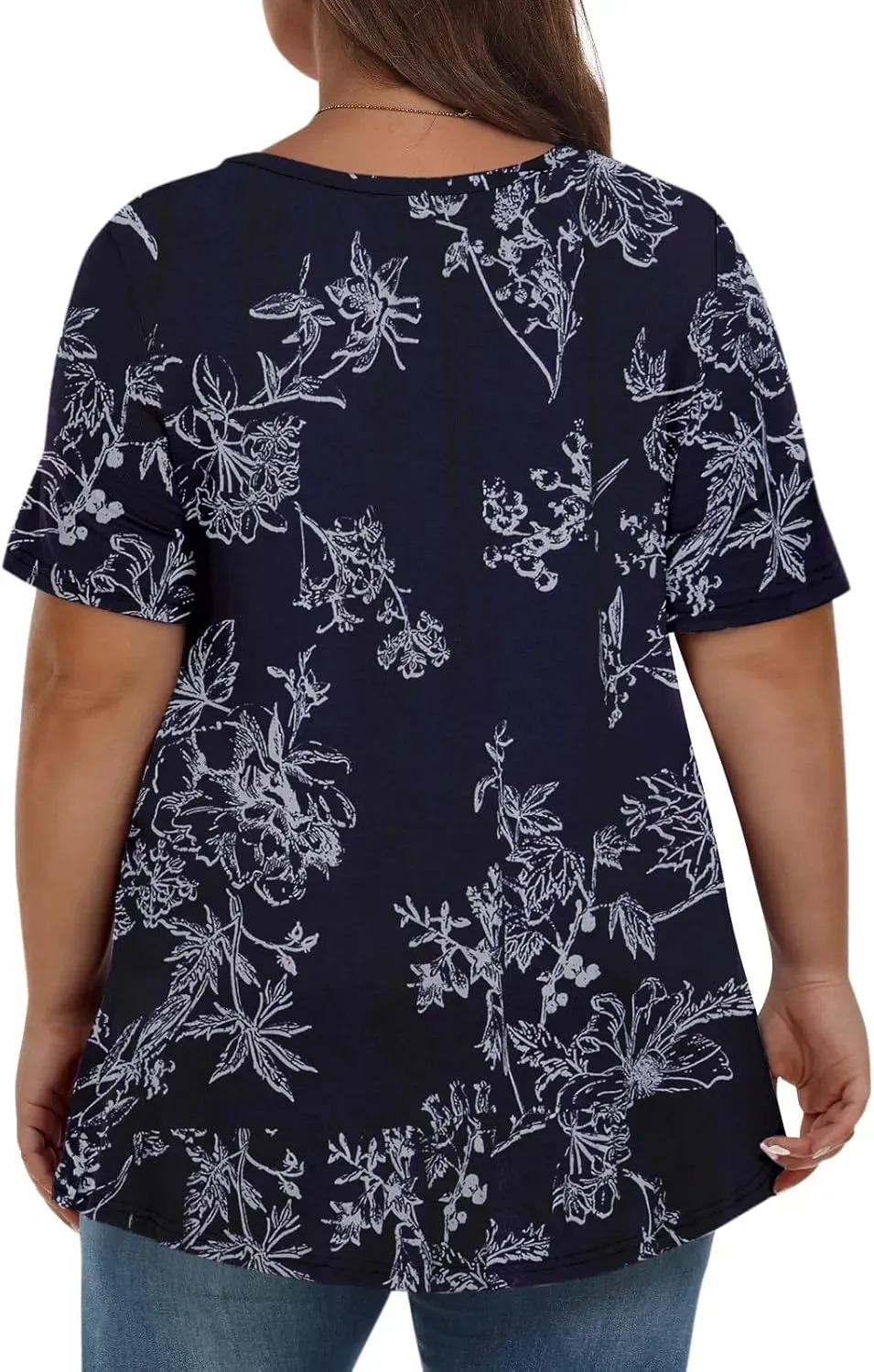 Plus Size Tops for Women Dressy Short Sleeve V Neck Shirts for Women Summer Tops for Women 2024 Floral Print Top