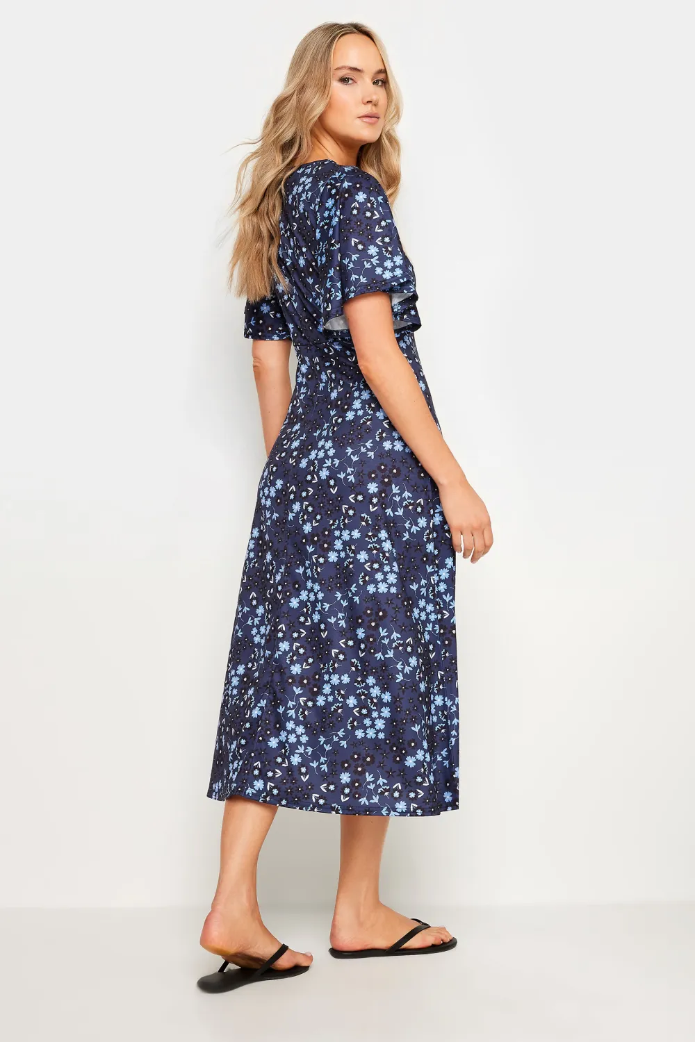 LTS Tall Navy Blue Floral Midi Dress