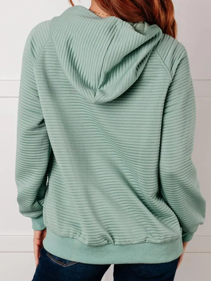 Loose Stripe Comfortable Breathable Green Hoodie