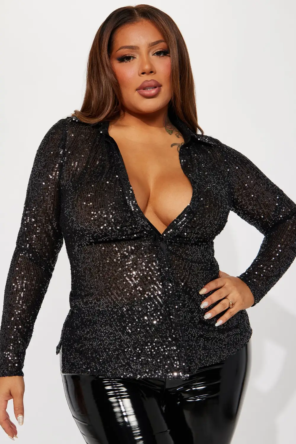 In The Spotlight Sequin Top - Charcoal