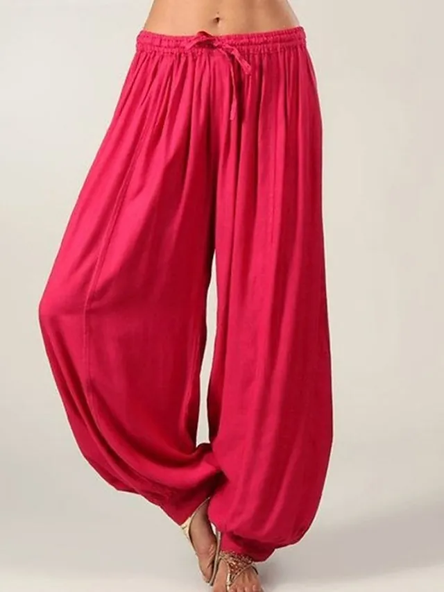 Women's Wide Leg Chinos Pants Trousers Full Length Baggy Drop Crotch Micro-elastic Mid Waist Fashion Savannah Joggers Xmas Casual Black White S M Summer Spring &  Fall