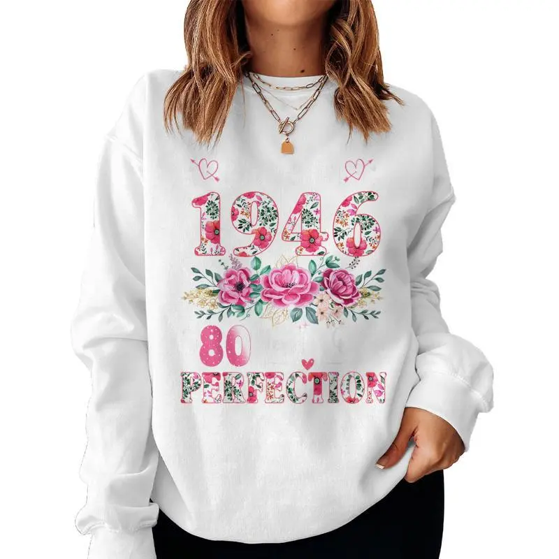 80 Year Old Made In 1946 Floral 80Th Birthday Women Women Sweatshirt