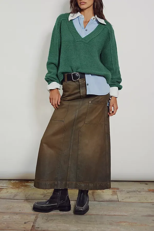 Cargo Pocket Midi Skirt