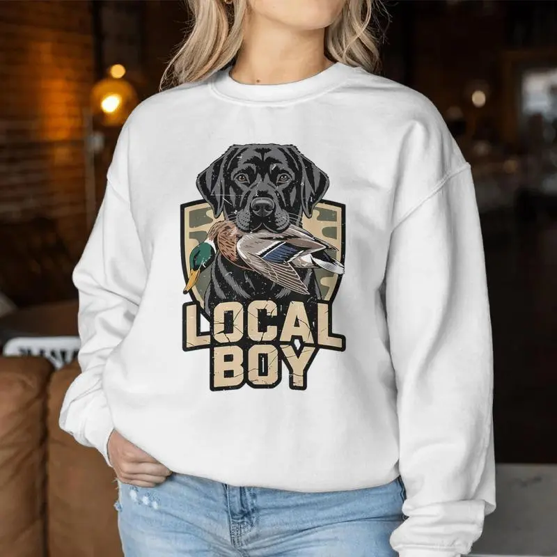 Camo Duck Hunting Local Boy Black Lab Dog Hunting Women Sweatshirt