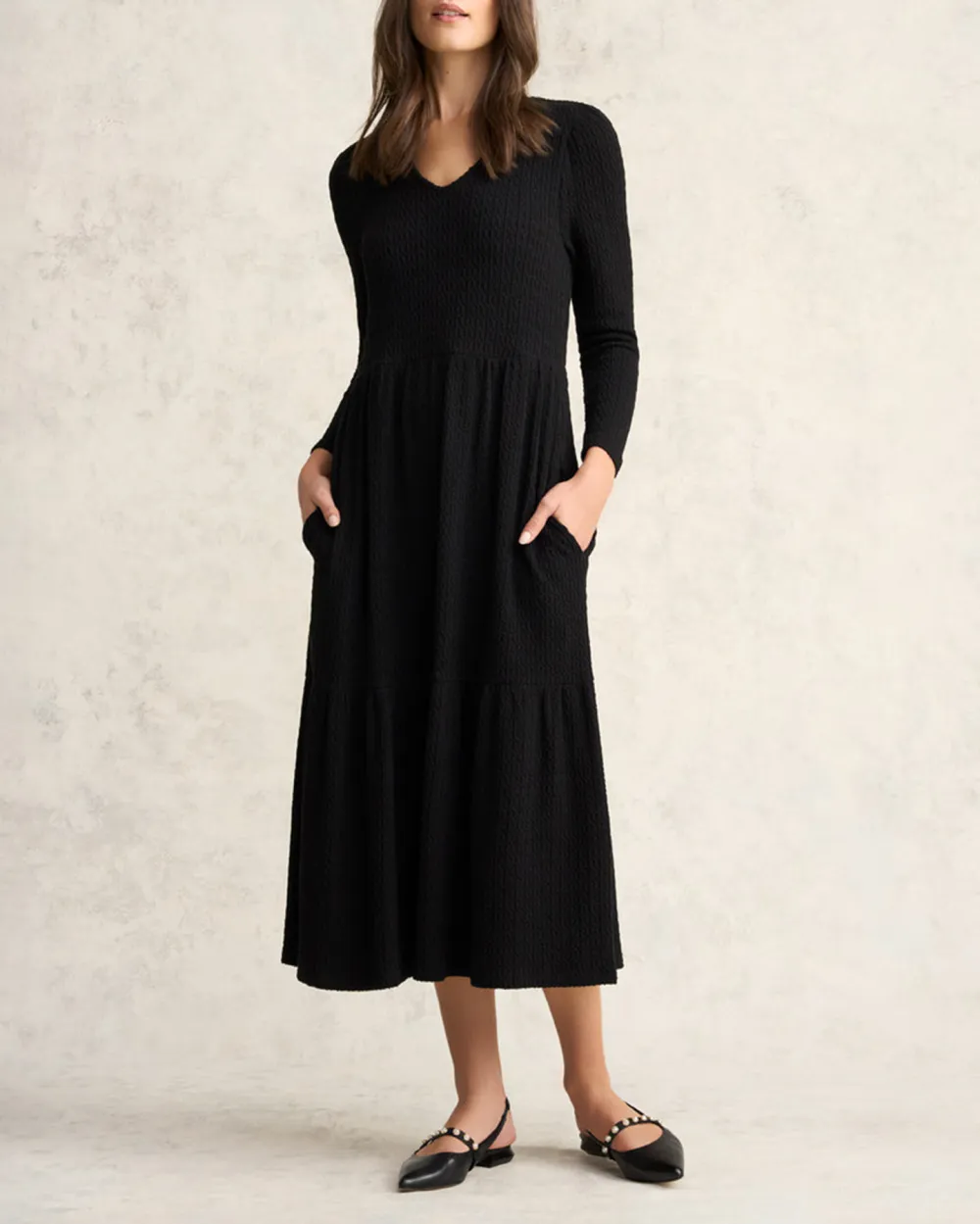 Textured Jacquard Midi Dress