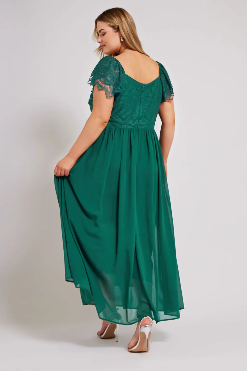 YOURS LONDON Curve Green Lace Wrap Maxi Dress
