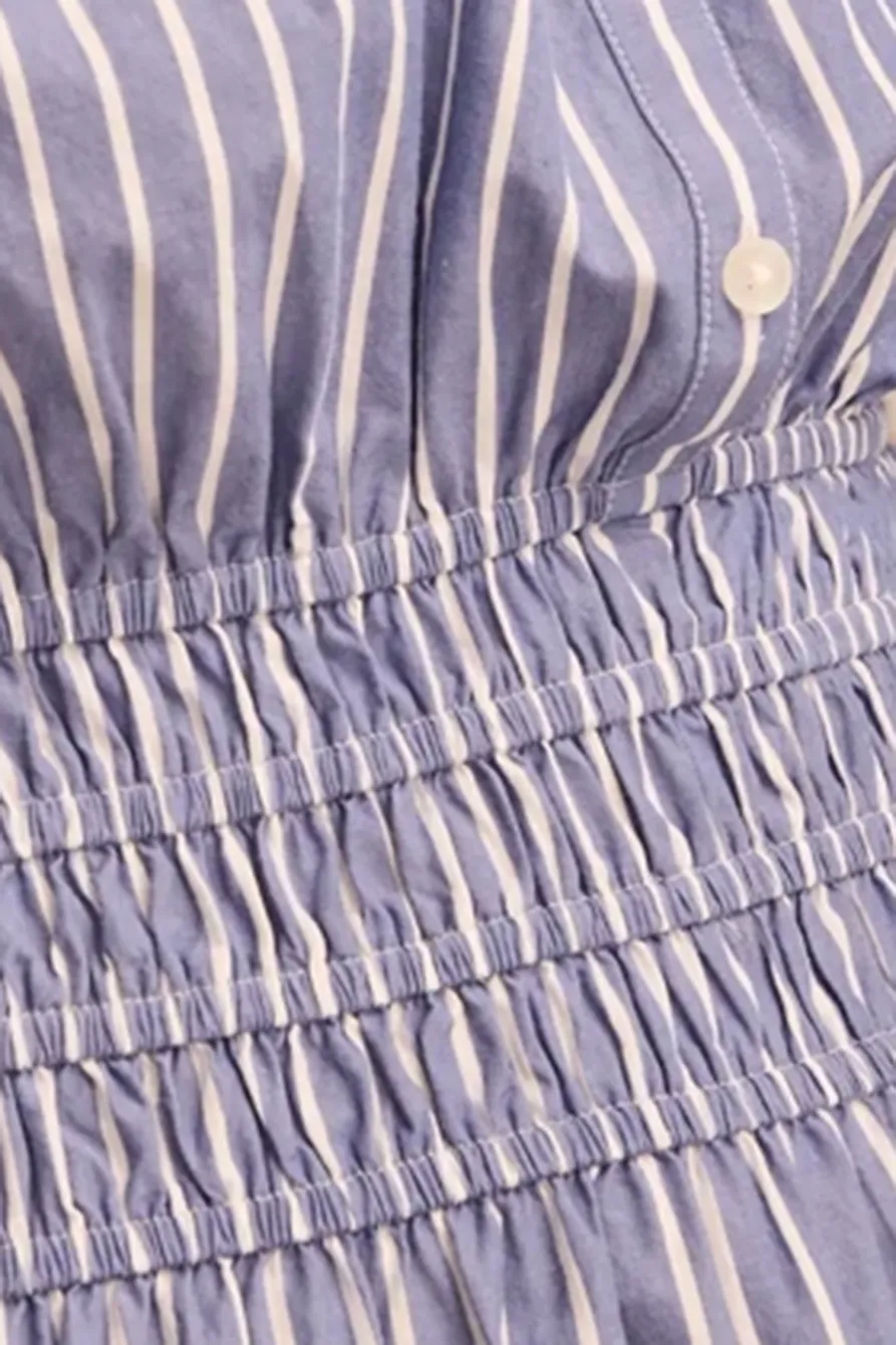 Smocked Dropped Waist Midi Dress