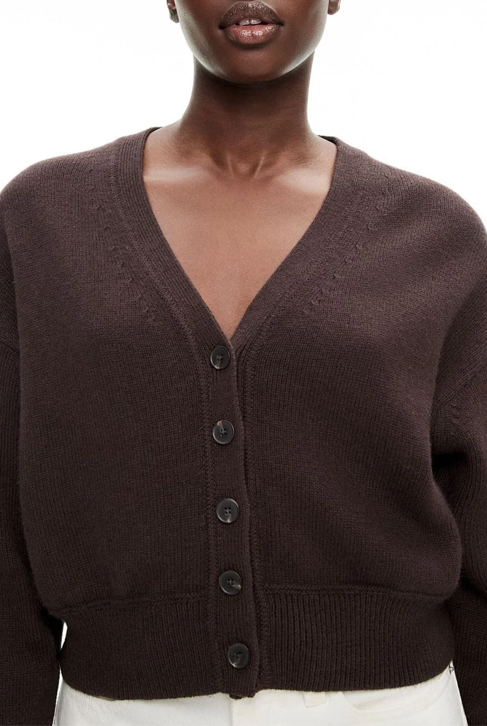 Simple V-Neck Button-Up Knitted Sweater