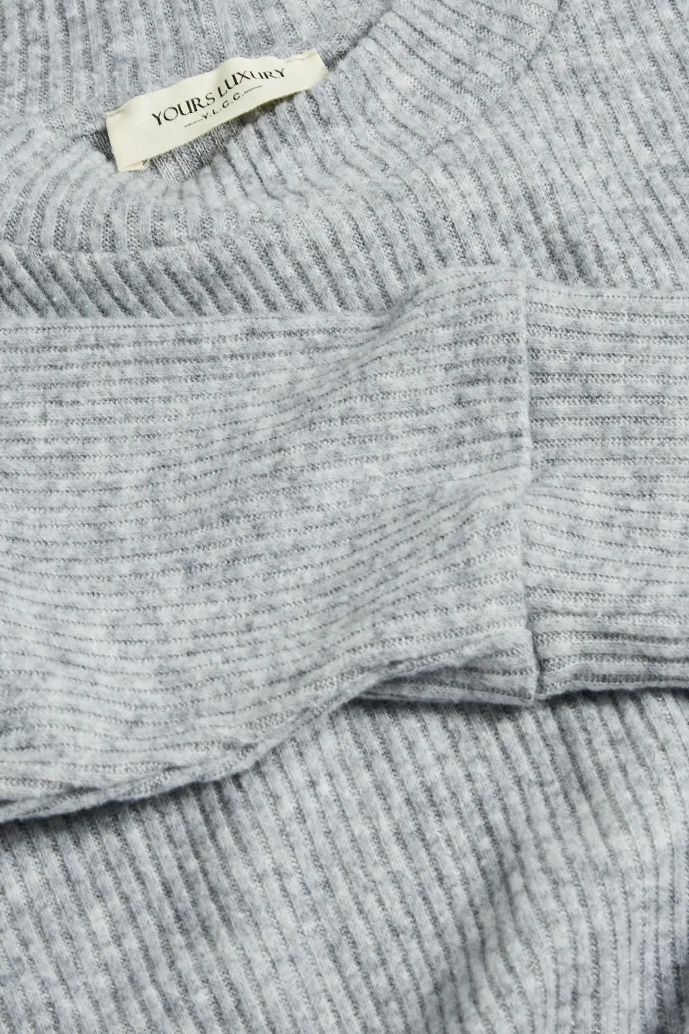 YOURS LUXURY Curve Grey Ribbed Jumper
