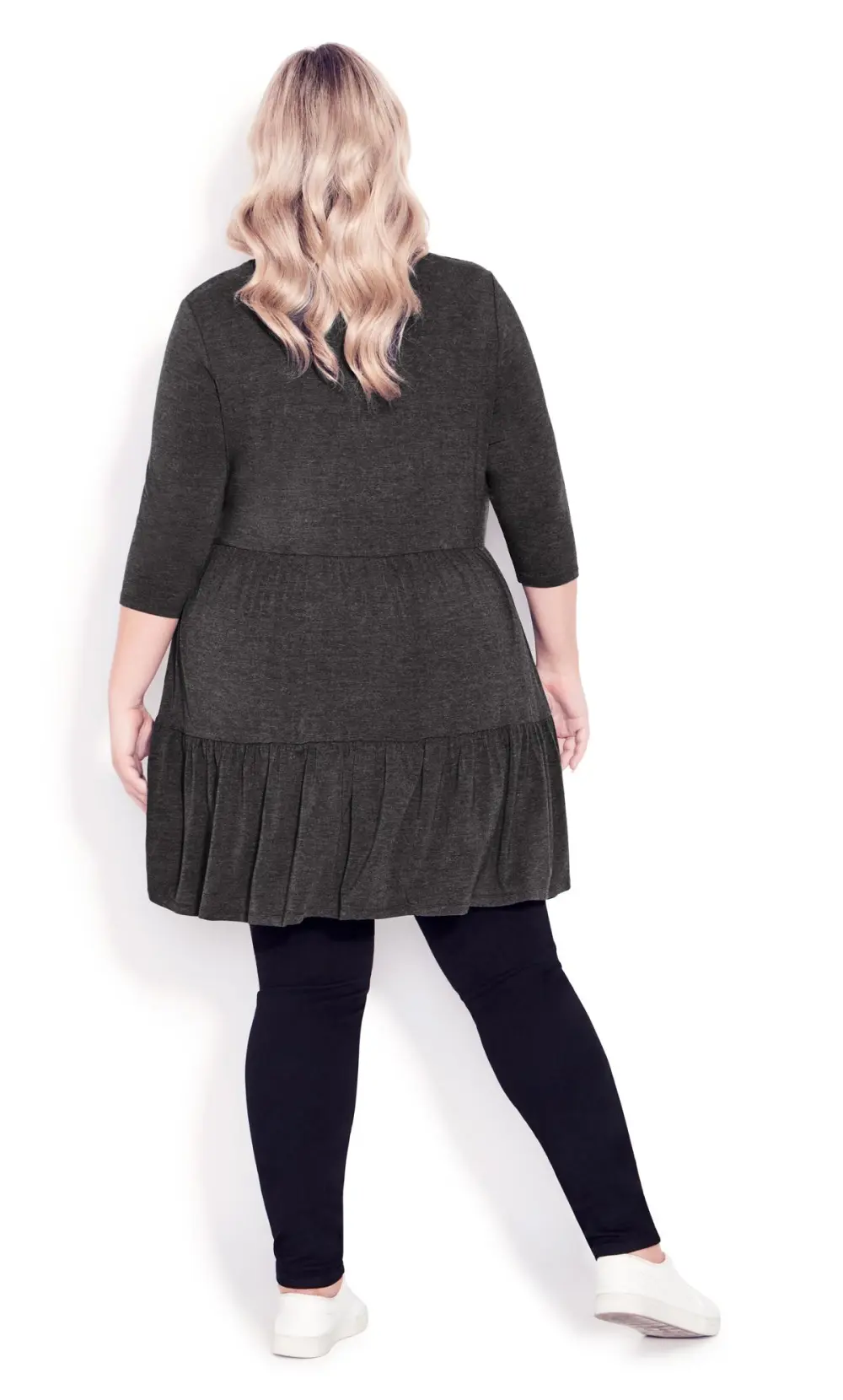 Evans Grey Tiered Tunic Dress