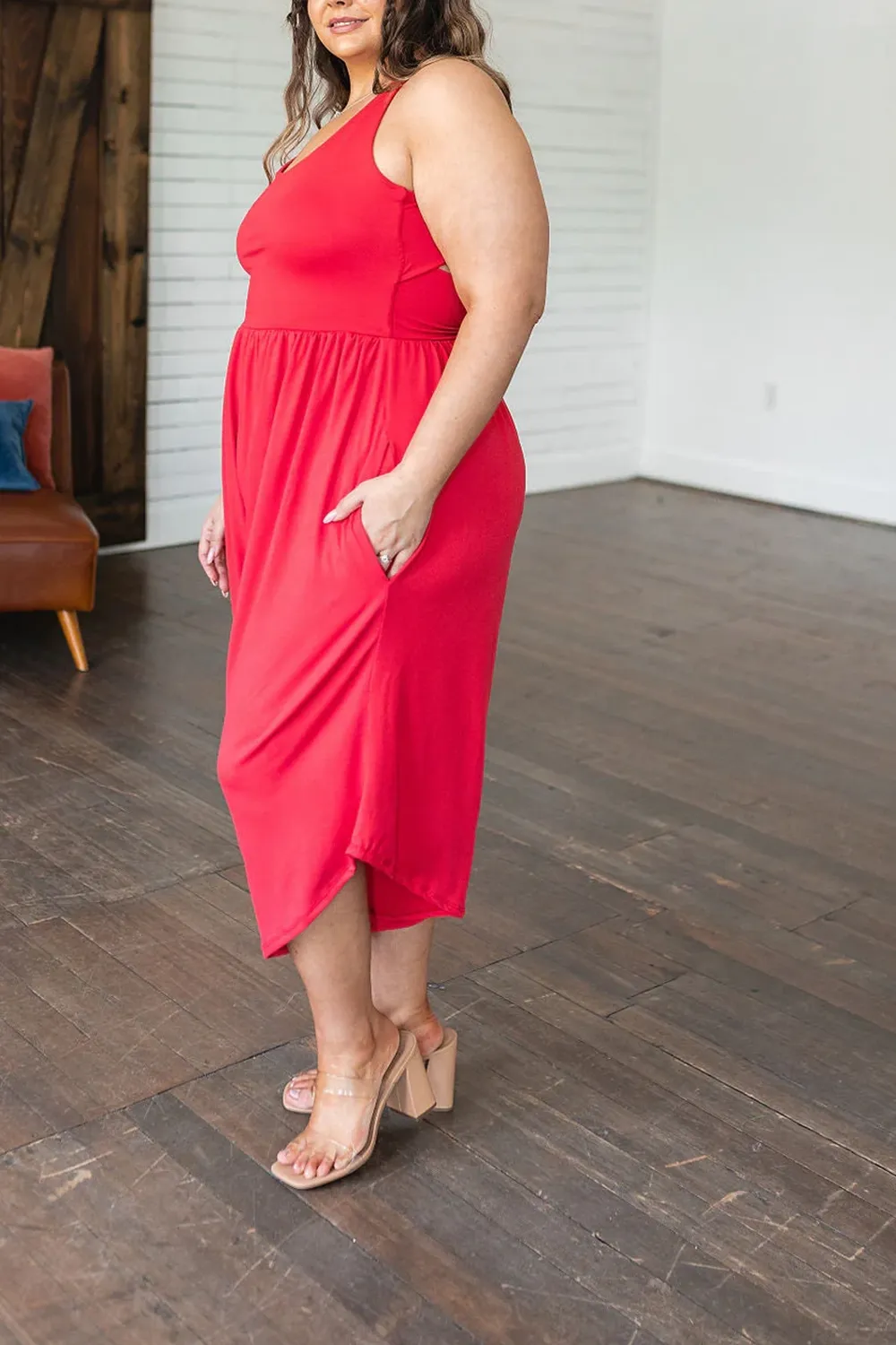 Red Daily Loose Personality Jumpsuit