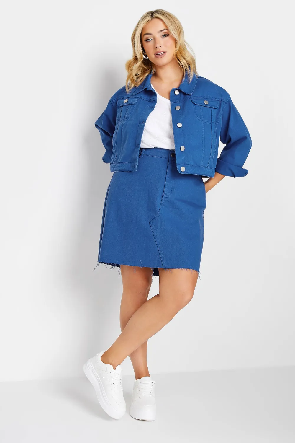 YOURS Curve Cobalt Blue Denim Skirt