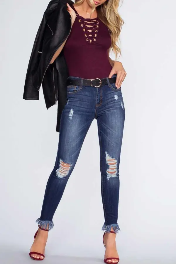 Skinny Ripped Cropped Jeans