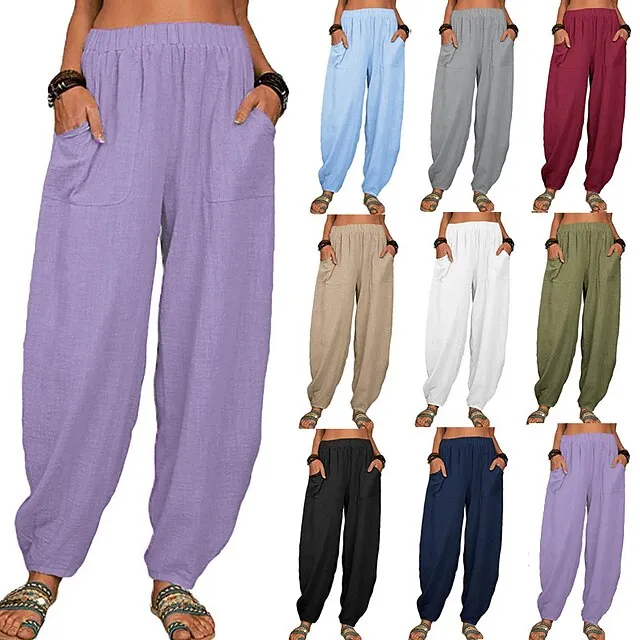 Women's High Waist Yoga Pants Maillard Wide Leg Pants Bottoms Quick Dry Solid Color White Black Gray Fitness Gym Workout Summer Sports Activewear Stretchy Skinny / Athletic / Athleisure