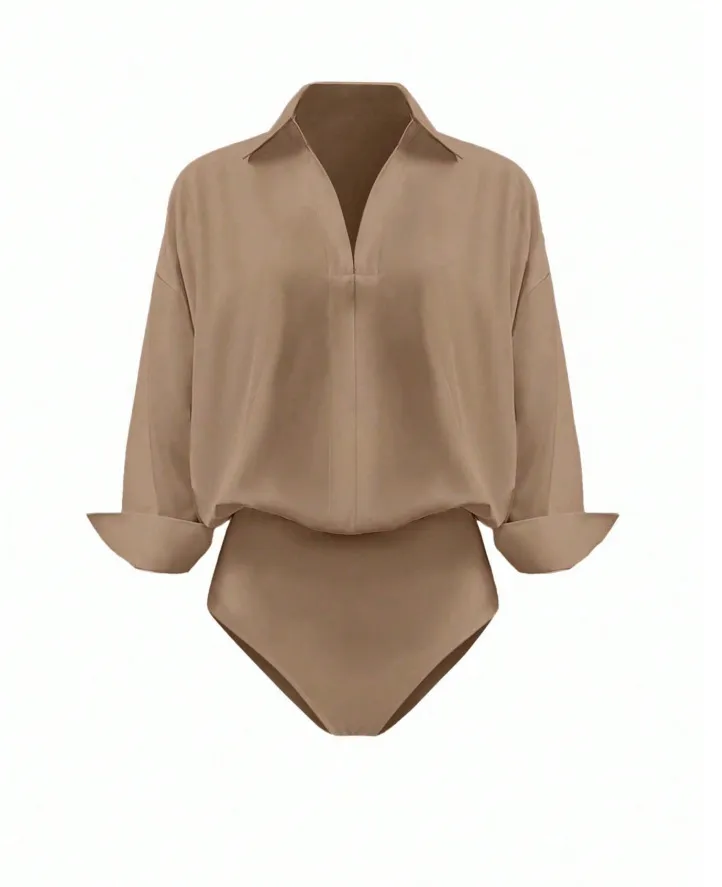Women's Collared Long Sleeve Bodysuit